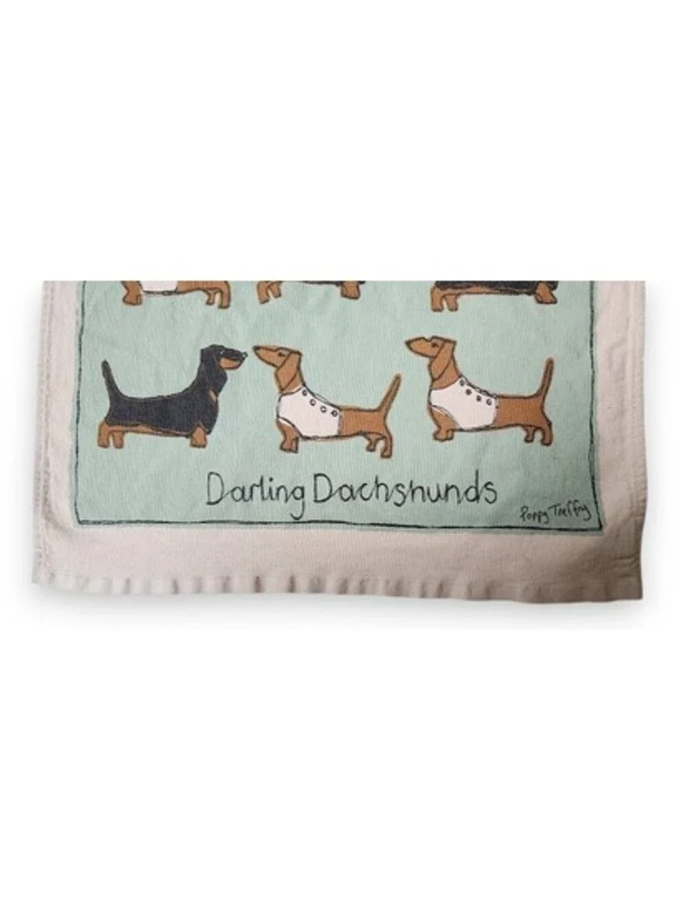 Poppy Treffry Darling Dachshunds Kitchen Towel 100% Unbleached Organic Cotton